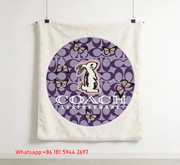 Coach Purple Bunny Butterfly Monogram Flannel Throw Blanket C030